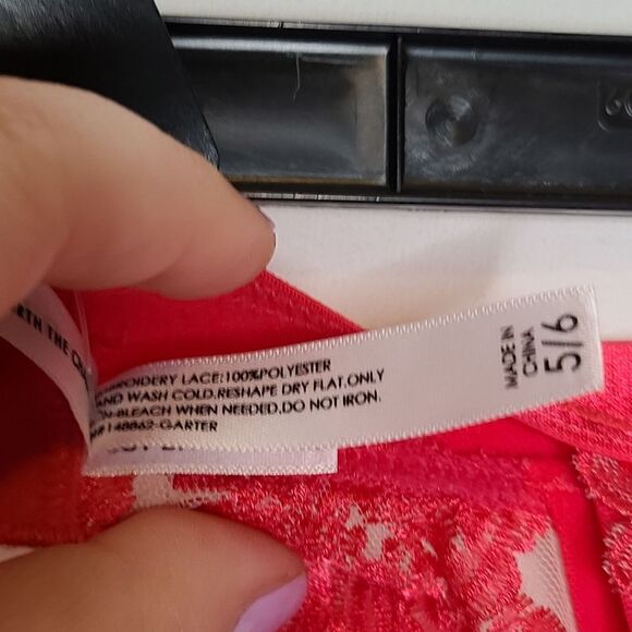 5X 6X Torrid Raspberry Pink Mesh Garter Belt Gold Floral Lace Lingerie Valentine - Picture 6 of 8